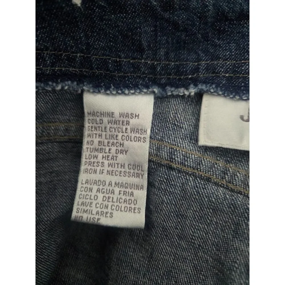 Jones New York Blue Denim 100% Cotton Button Front Pencil Midi Skirt size 10